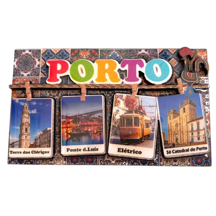 Magnete da frigorifero 3D in acrilico del Portogallo con simboli azzurri portoghesi - Decorazione per cucina e casa - Bellissimo souvenir dal Portogallo per la vendita all'ingrosso da parte di Vintage Dreamz