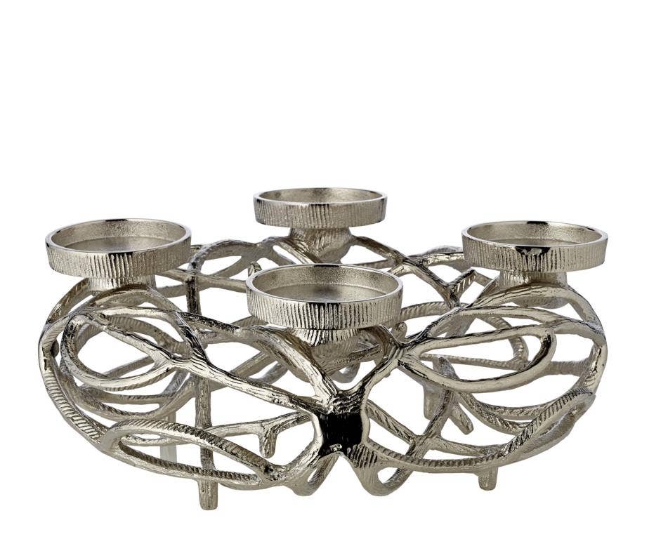 EDZARD - Wholesale Candle Holder - Advent Wreath Bernd, Diameter 29 cm, Aluminum Nickel-Plated1