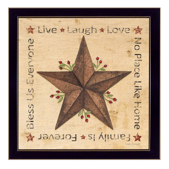 "Live, Laugh, Love - Barn Star" By Linda Spivey, Printed for wholesale by Trendy Decor 4U