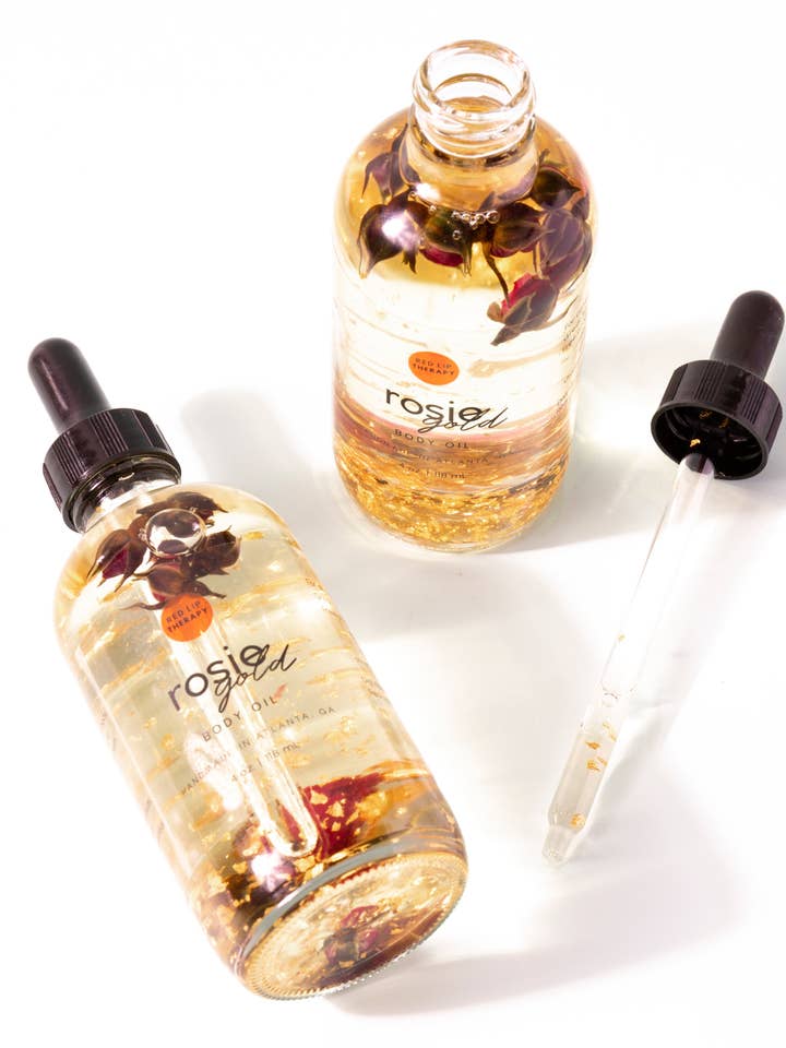 Rosie Gold Body Oil for wholesale by Red Lip Therapy