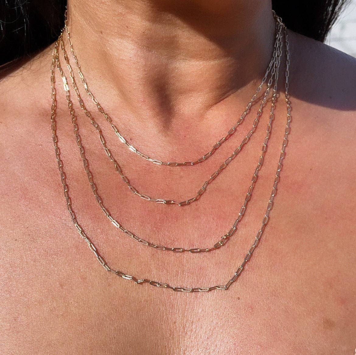 Milie - Wholesale Link & Chain Necklace - 18k GF 2mm Dainty Paper Clip Chain Necklace1