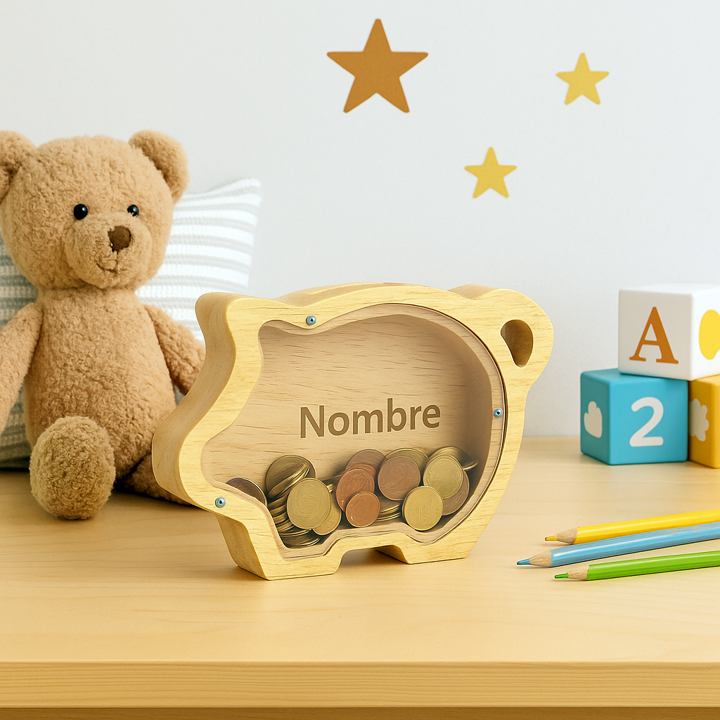 Fustik - Vente Tirelires - Tirelire en bois en forme de cochon4