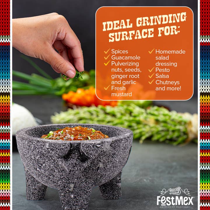 FESTMEX - Wholesale Mortar & pestle - Molcajete Pig Design 8 Inches4