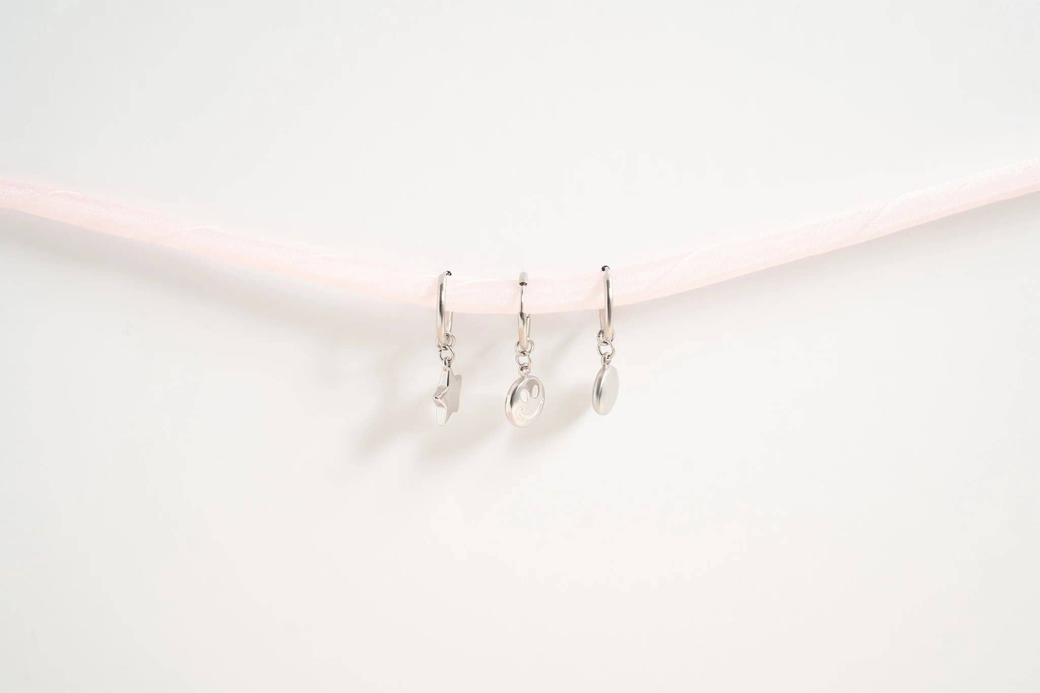 WJW - Wholesale Huggie Earrings - 18K Gold Stainless Steel Smiley Face Huggie Charm Earrings7