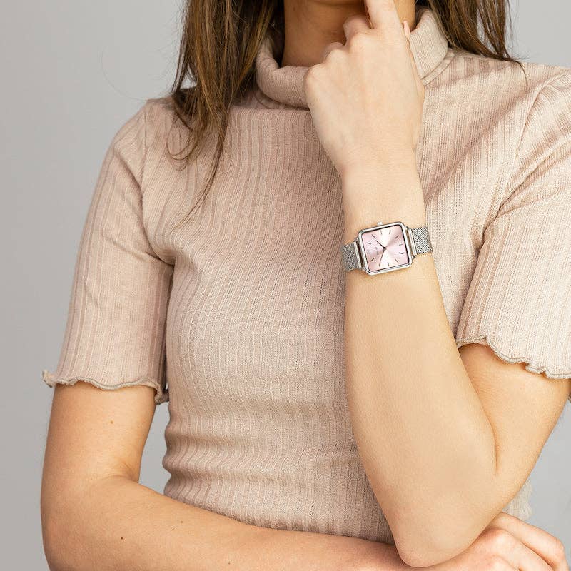 DUCETT – Engroshandel Armbåndsur - Dame – DUCETT Square Blush dameur med rustfrit stålrem1