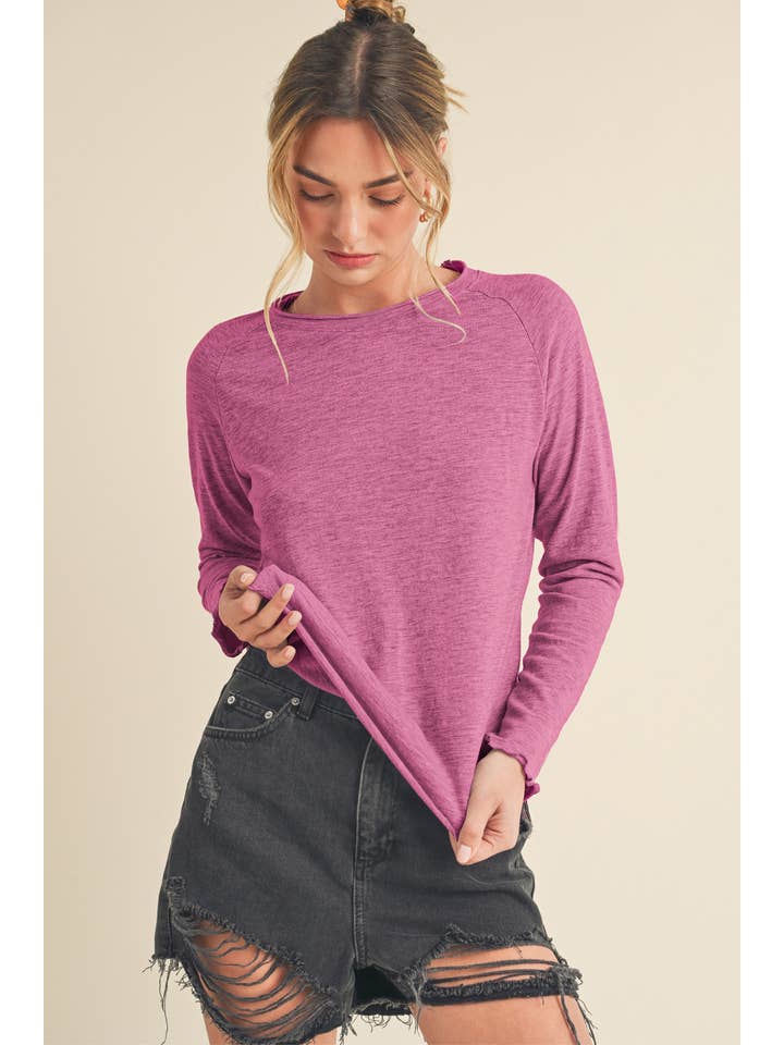 AEMI + CO - Wholesale T-Shirt - Women's - 8288DN Gwen Baby Long Sleeve Top48