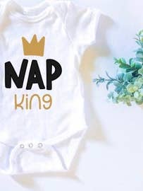Nap King Baby Bodysuit Baby Onesie for wholesale by Bump Bump Baby Co