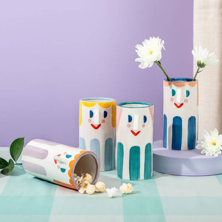 Ana Seixas - Wholesale Vase - Girl with Deep Blue Stripes / Ceramic Vase3