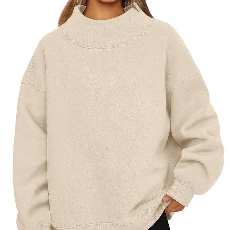 FurDecoration - Wholesale Sweatshirt - Women's - Solid Color High Neck Fleece Sweatshirt4