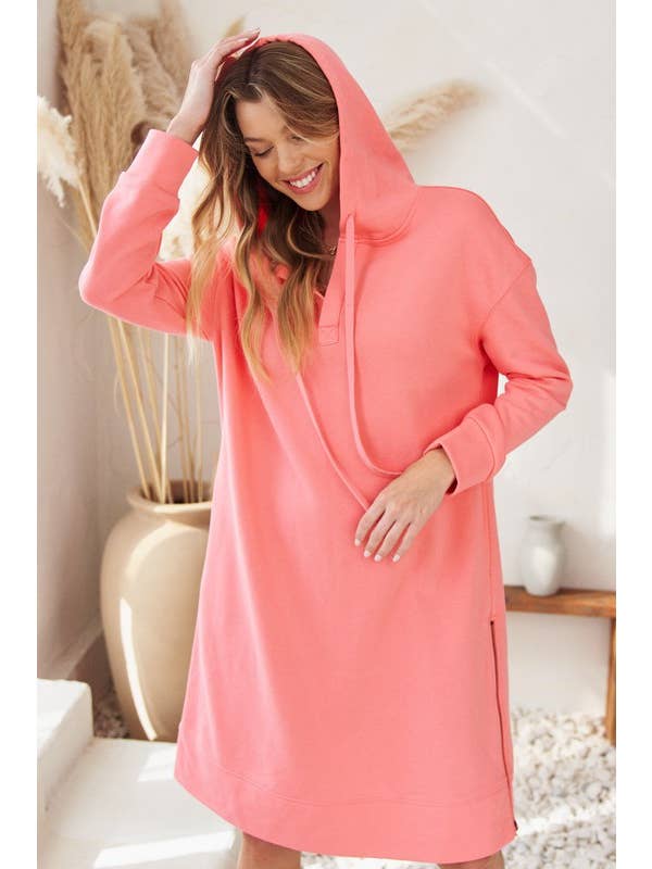 JADE BY JANE - Wholesale Dress - Women's - PLUS SIZE Solid Hooded Long sweatshirt dress (PLUS)4