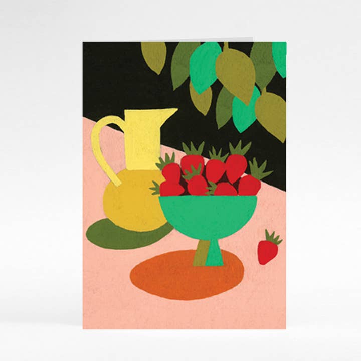 Cartolina brocca e fragole per la vendita all'ingrosso da parte di Becky Baur