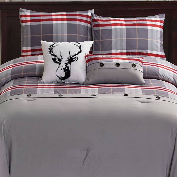 Lodge 5 Piece King Comforter Set in color Grey for wholesale by Lady Sandra Home Fashions