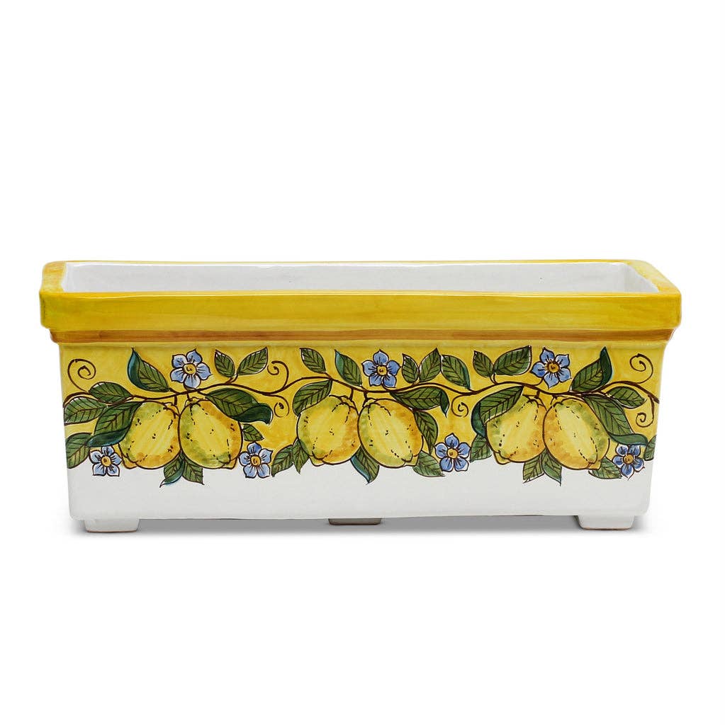 Artistica - Deruta of Italy - Wholesale Planter Box - SICILIA: Jardiniere from Caltagirone YELLOW Lemon Design1