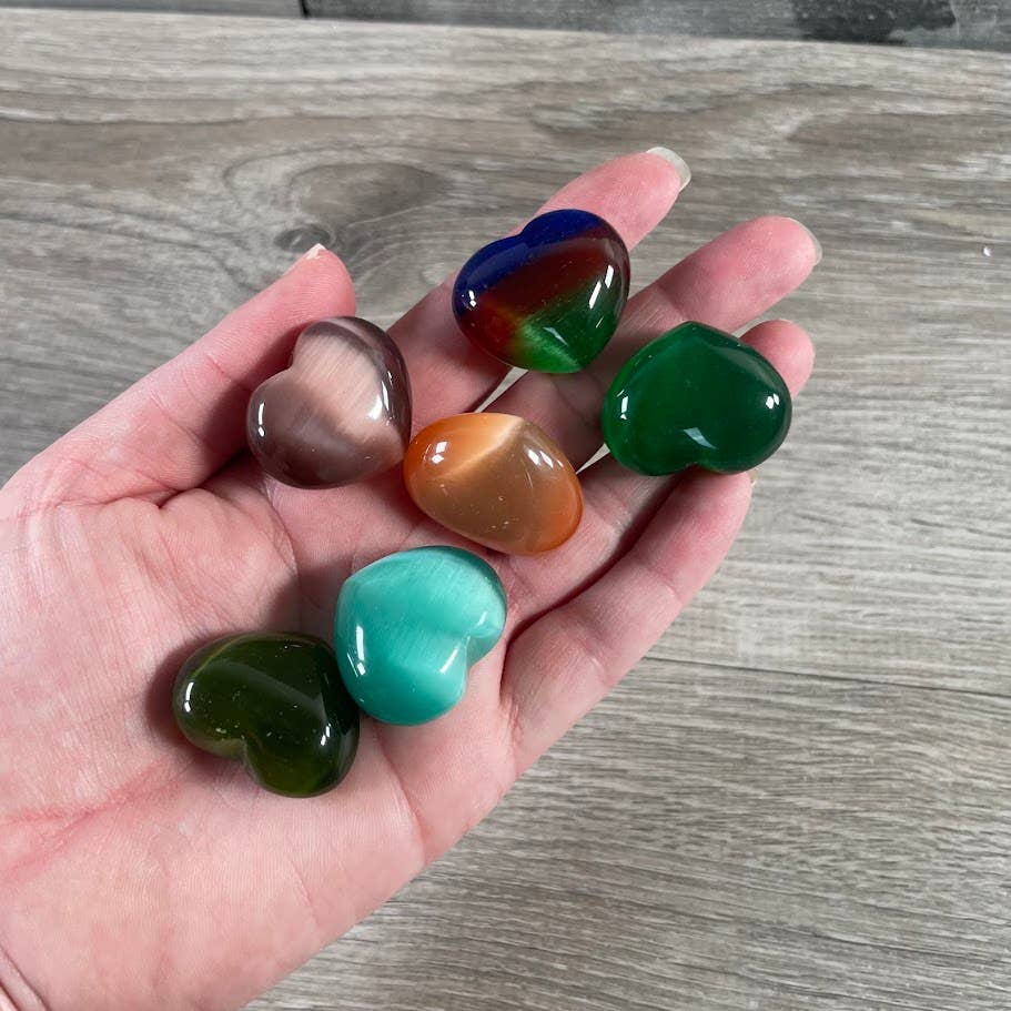 Keystone Crystals - Vendita all'ingrosso Pietra/cristallo spirituale - Occhio di Gatto in Fibra Ottica Cuore Soffice da 1 Pollice Gemma all'Ingrosso12