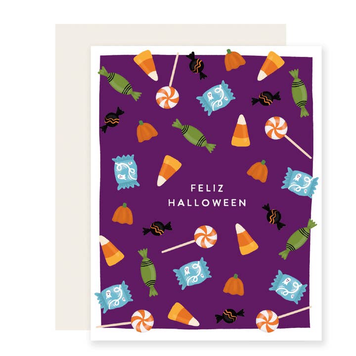 Feliz Halloween Candy - Spanish Card for wholesale by Slightly Stationery