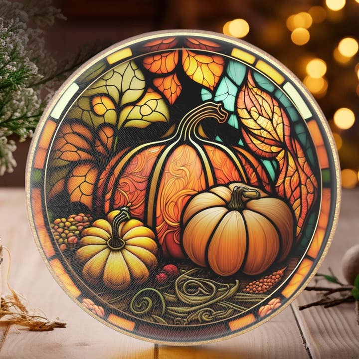 Planche à découper en verre trempé : Plateau citrouille, Art de cuisine d'automne pour la vente par Fernville Creations