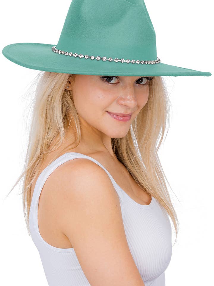Chapéu rancher de feltro de cristal Bling com strass por atacado de Cap Zone