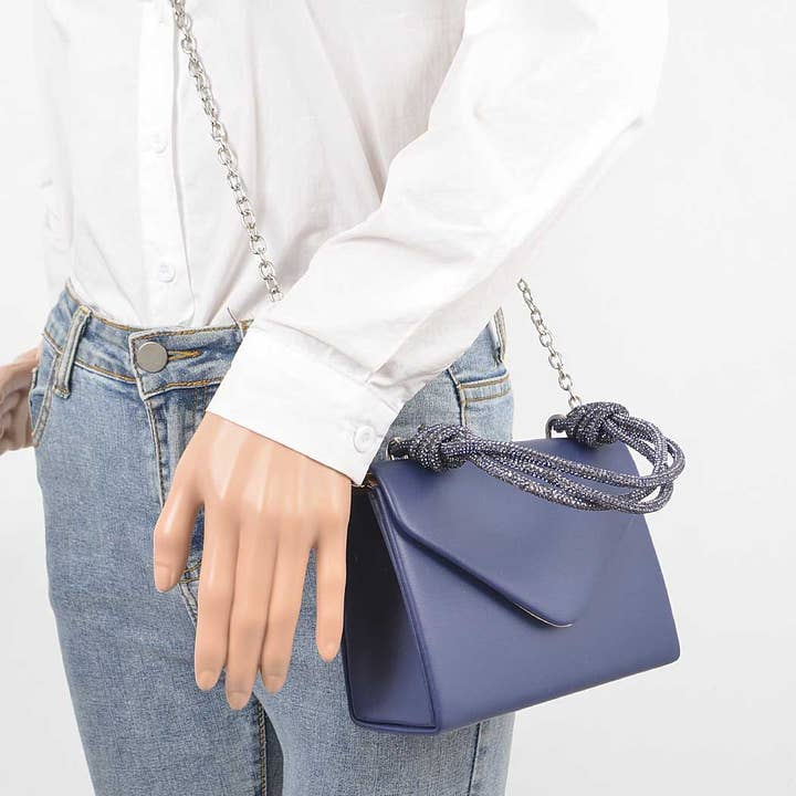 3AM BY H&D ACCESSORIES - Wholesale Crossbody Bag - Women's - Vegan Flap Bag W/Rhinestone Handle HPC5882