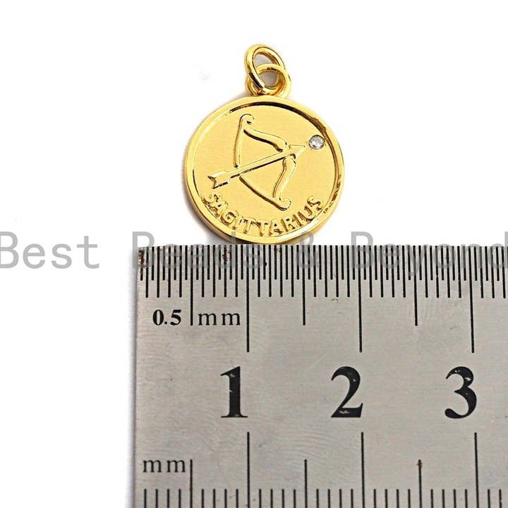 BestBeads&Beyond - Wholesale Individual Charm/Pendant - Zodiac Signs On Round Coin Shape Pendant/Charm, Astrology Signs Pendant, tweleve constellations, Sku#Z601