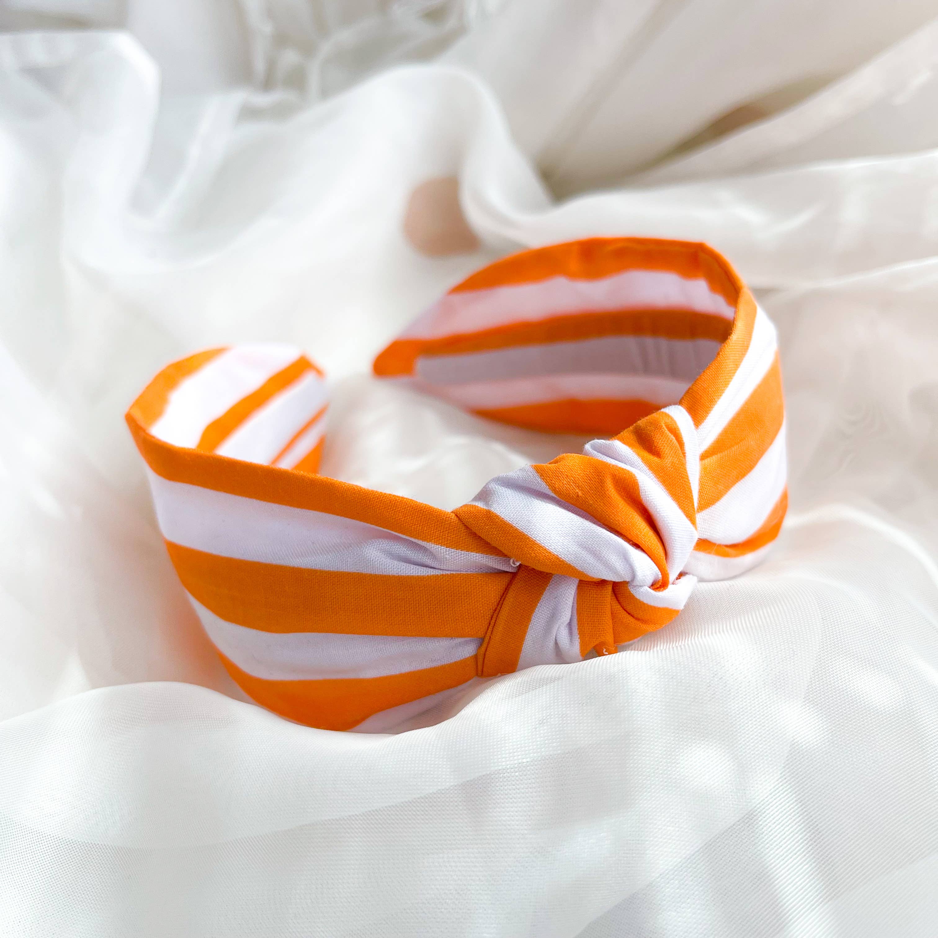 Nine Designs Ltd - Vente Bandeau – femme - Bandeau à nœud à rayures orange, accessoire pour cheveux pour femmes2