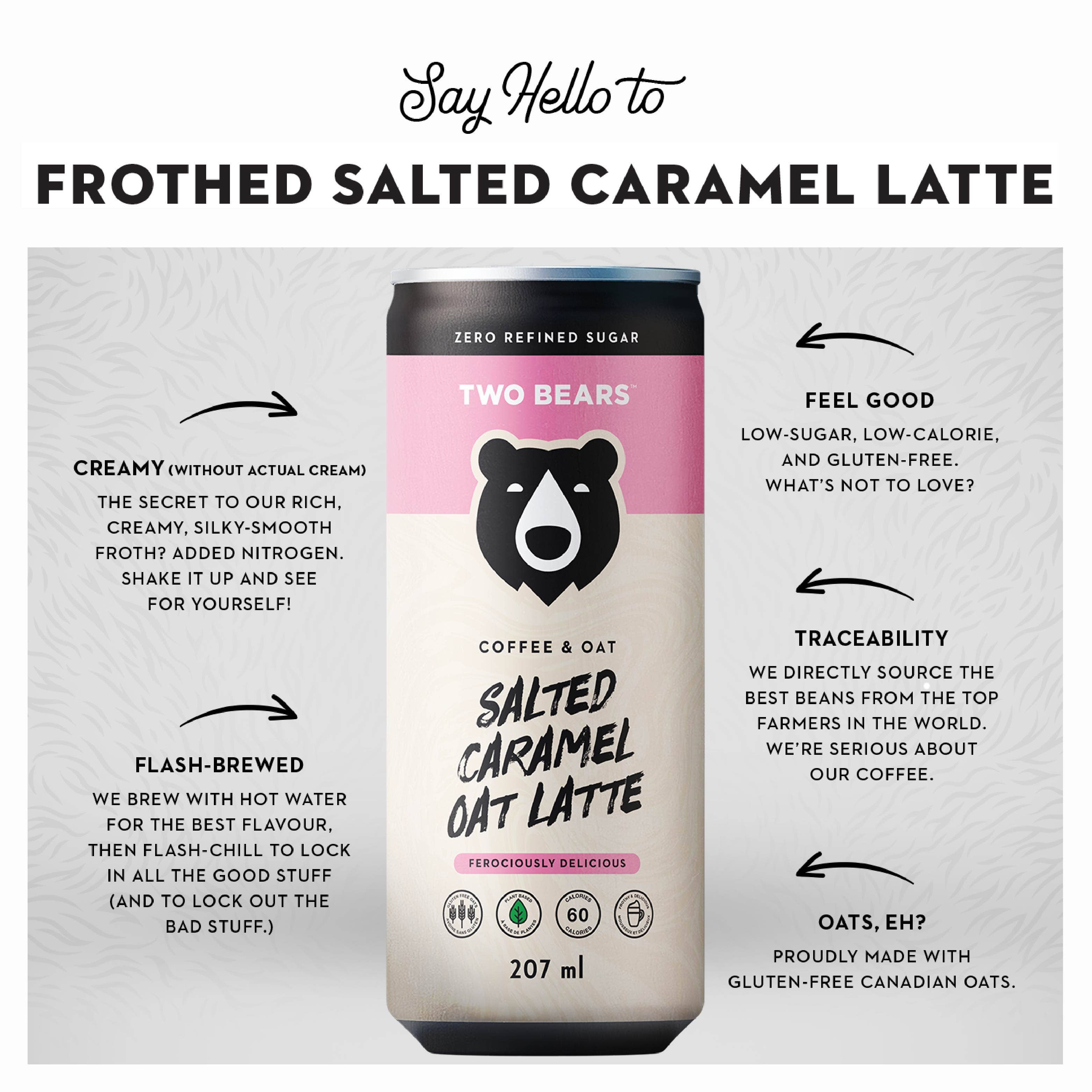 Two Bears - Wholesale Iced Coffee/Cold Brew - Frothed Salted Caramel Oat Latte (207 ml)1