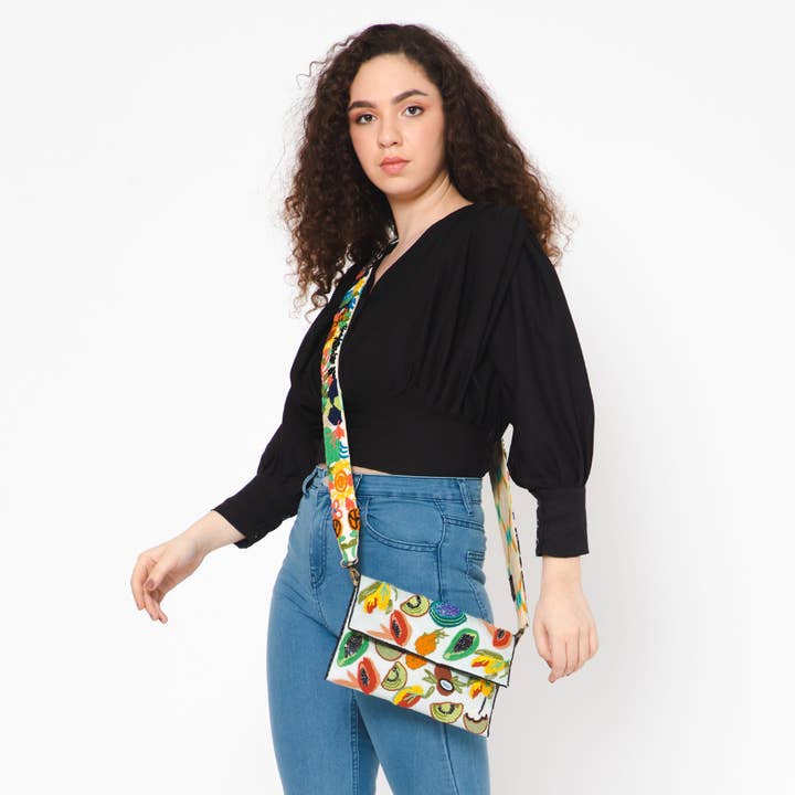 Cream Think Green Embroidered Strap for wholesale on Faire2