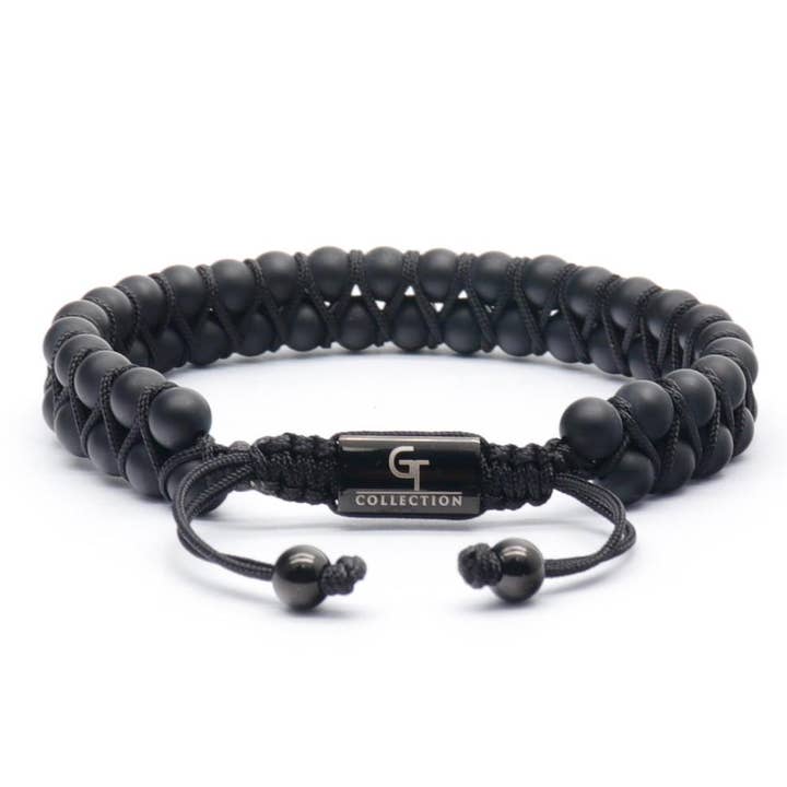 GT collection Jewelry - Wholesale Beaded Bracelet - Men's MATTE ONYX Double Bead Bracelet - One Size Fits All