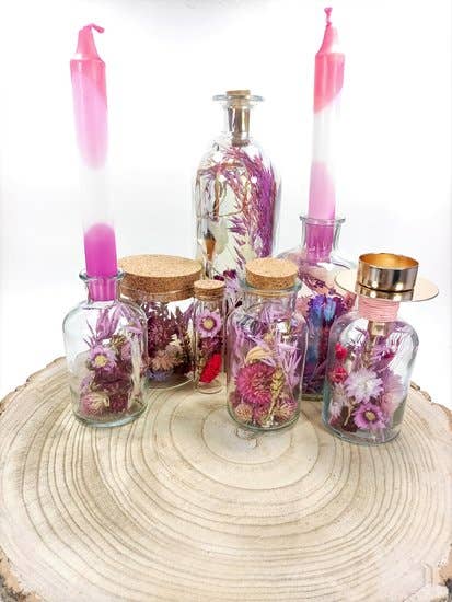 DRYdecorations - Wholesale Dried/Pressed Flowers - Droogbloemen in fles collectie COLD PINK6