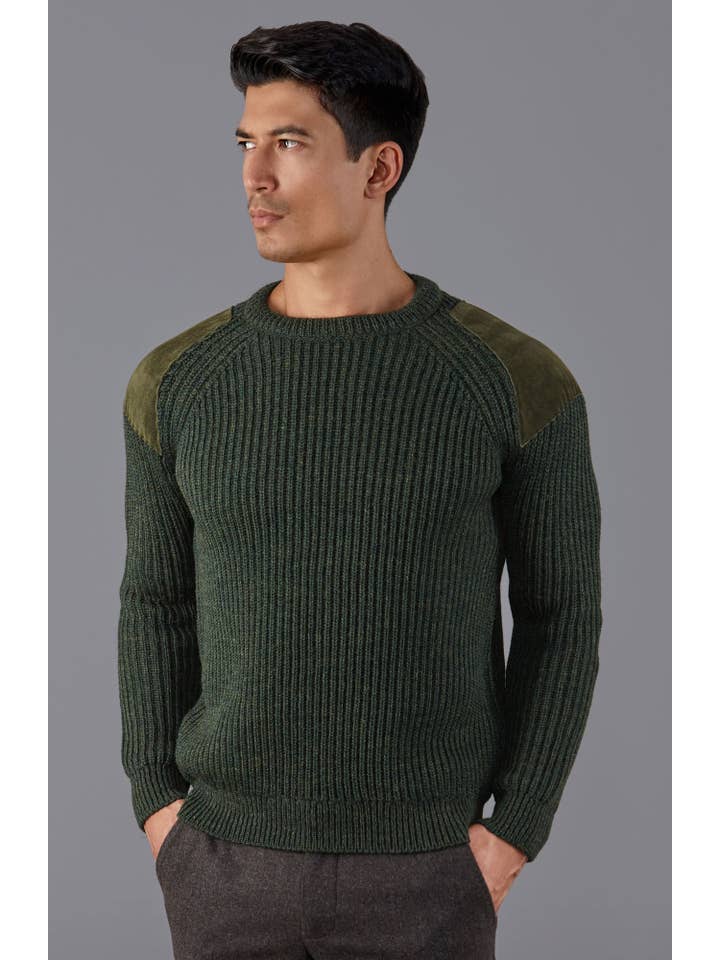 Paul James Knitwear – wholesale Knitted jumper – Men′s – Mens Chunky British Wool Ribbed Shooting Jumper