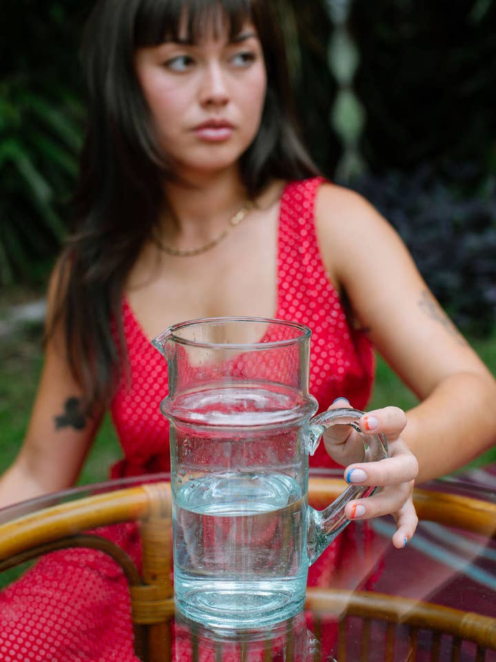 $10 SALE Moroccan Crystal Blue Pitcher (20) for wholesale by Voyage