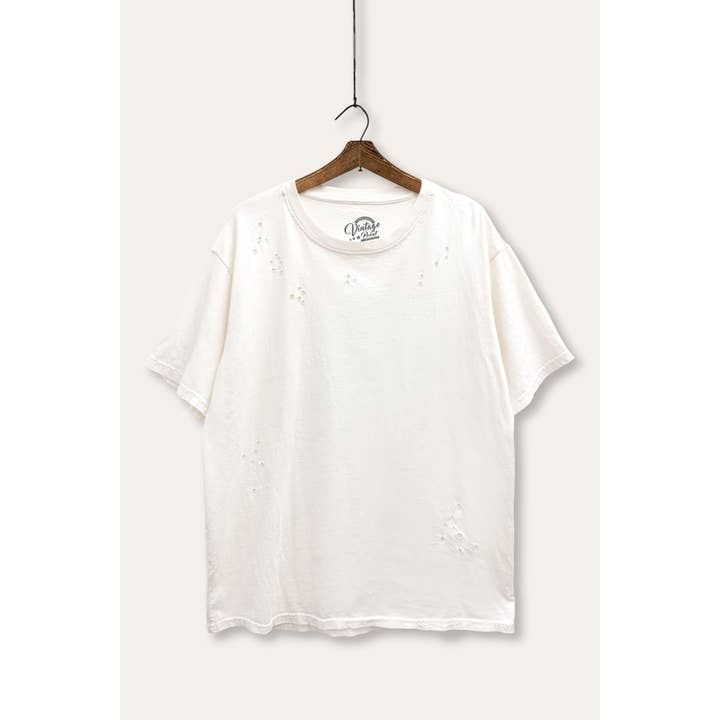 VINTAGE POINT USA - Wholesale T-shirt (graphic) – women's - BLANK MINERAL WASH LASER CUT PLAIN T-SHIRT2