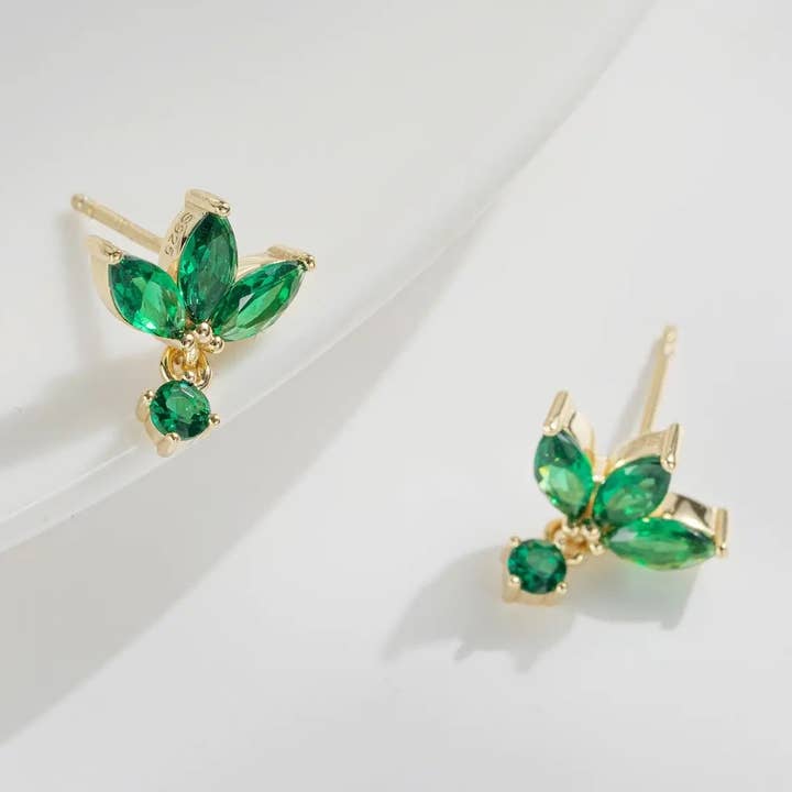 925 Sterling Silver Cubic Zirconia Wake Robin Earrings for wholesale by Silver Sara