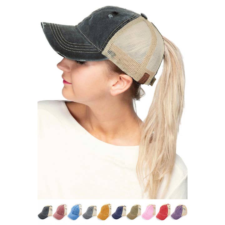 C.C Brand Mesh Back Ponytail Baseball Cap and other Purchase Wholesale mesh caps. Free Returns & Net 60 Terms on Faire trending on Faire.
