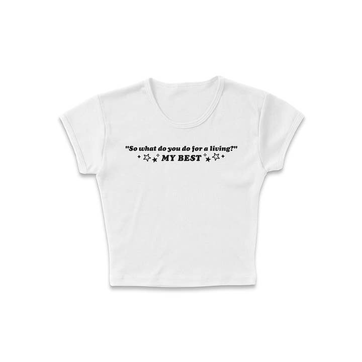 femfetti - Wholesale Screen Printed T-Shirt - Women's - Doing My Best Micro Rib Baby Tee