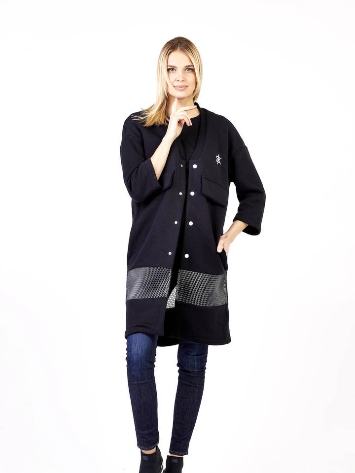 Damen - Schwarze lange Kimono-Jacke für den Großhandel von Sofa Killer