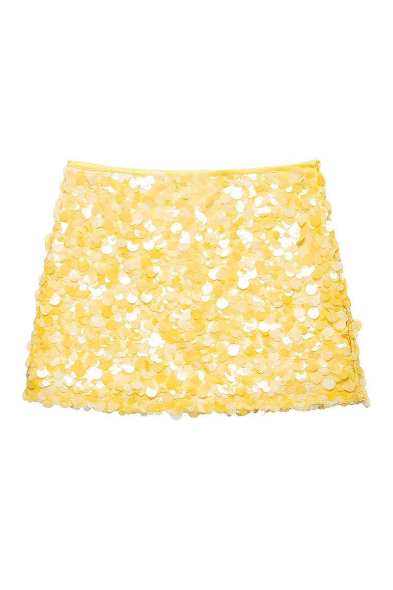 YELLOW Sequin Embellished Mini Skirt for wholesale on Faire3