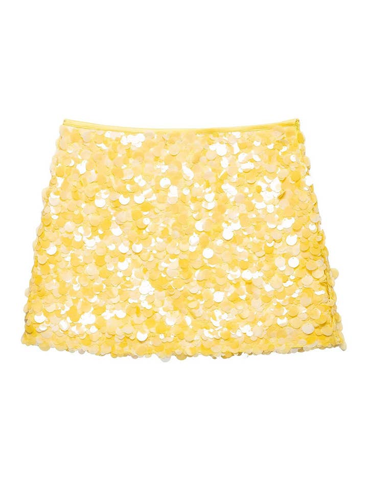 YELLOW Sequin Embellished Mini Skirt for wholesale on Faire3