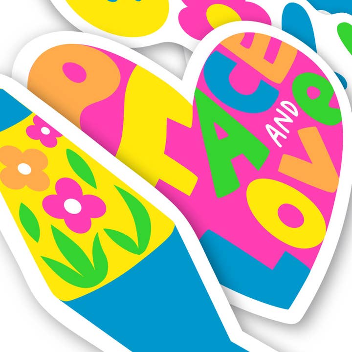 OOLY - Wholesale Sticker - Stickiville: Vinyl Stickers - Peace & Love (Set of 4)2