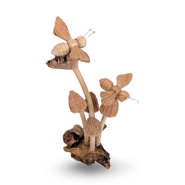 MINI-PILZ-FIGUR, handgeschnitzter Pilz, dekorativer Pilz, Naturholz für den Großhandel von baligood