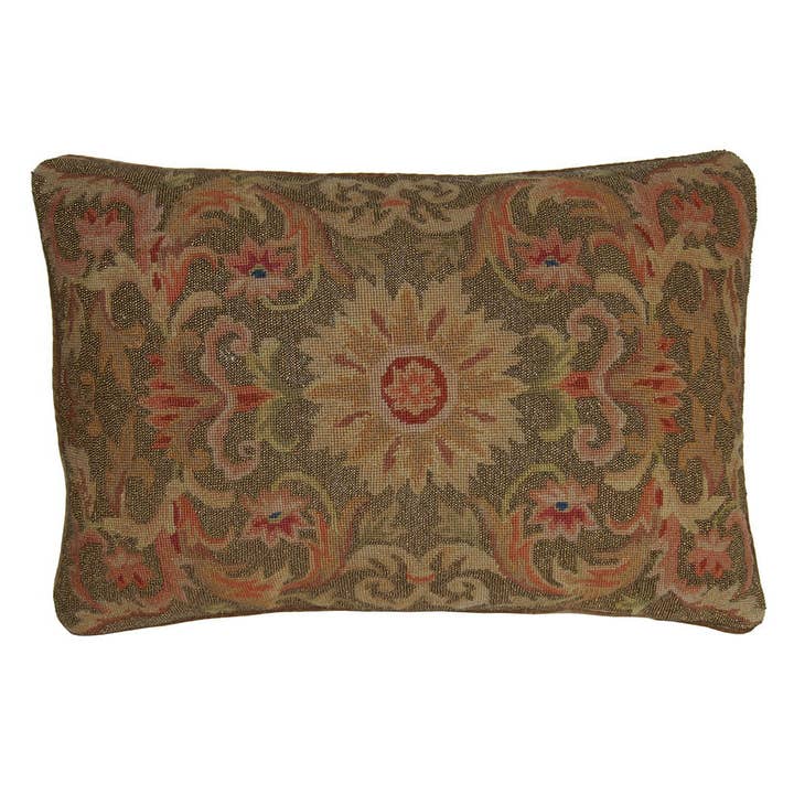 Hand-Made Beaded Needlepoint Decorative Pillow for wholesale by Provence Home