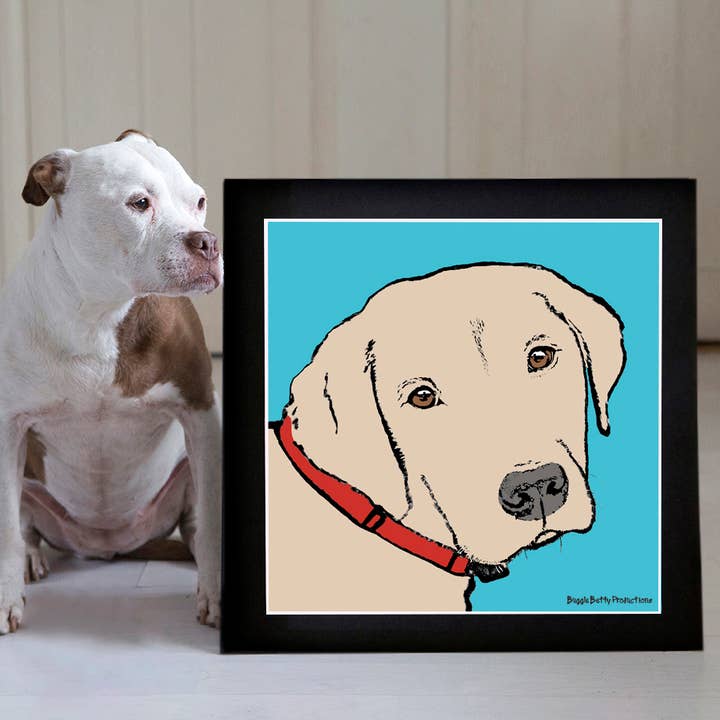 Estampado montado Labrador Turquesa para venta al por mayor de Buggle Betty Productions