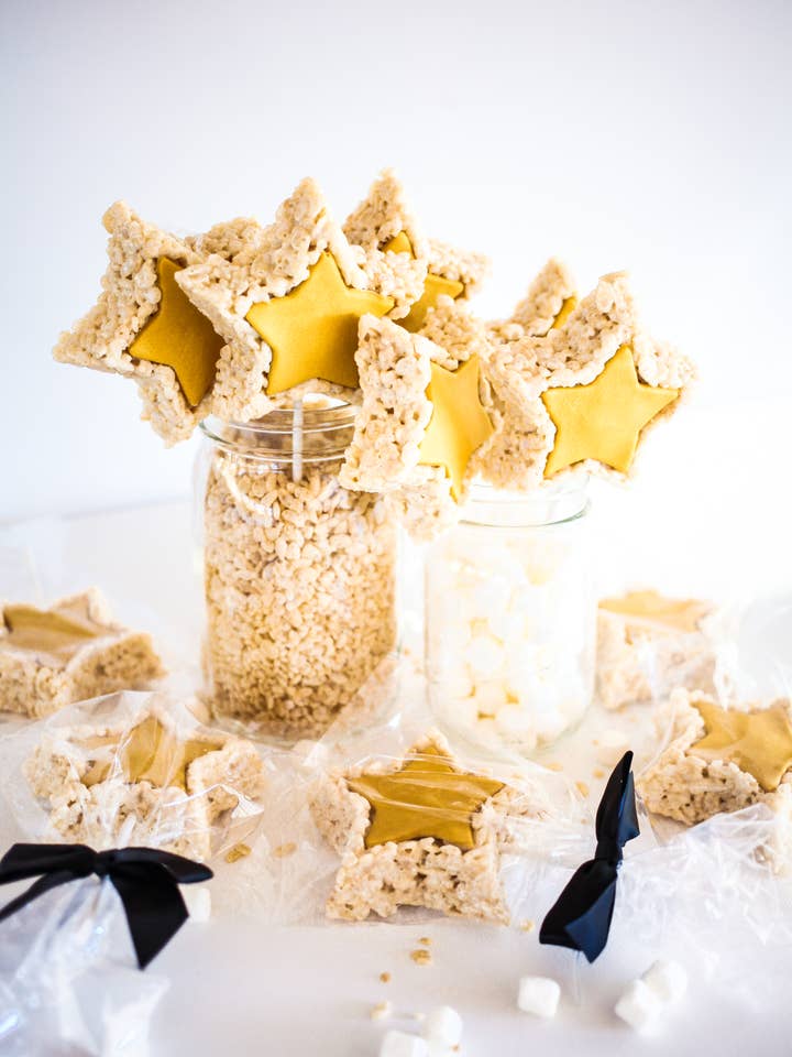 Happy New Years Star Rice Crispie Treats (Case of 12) for wholesale by Creative Crispies Co.