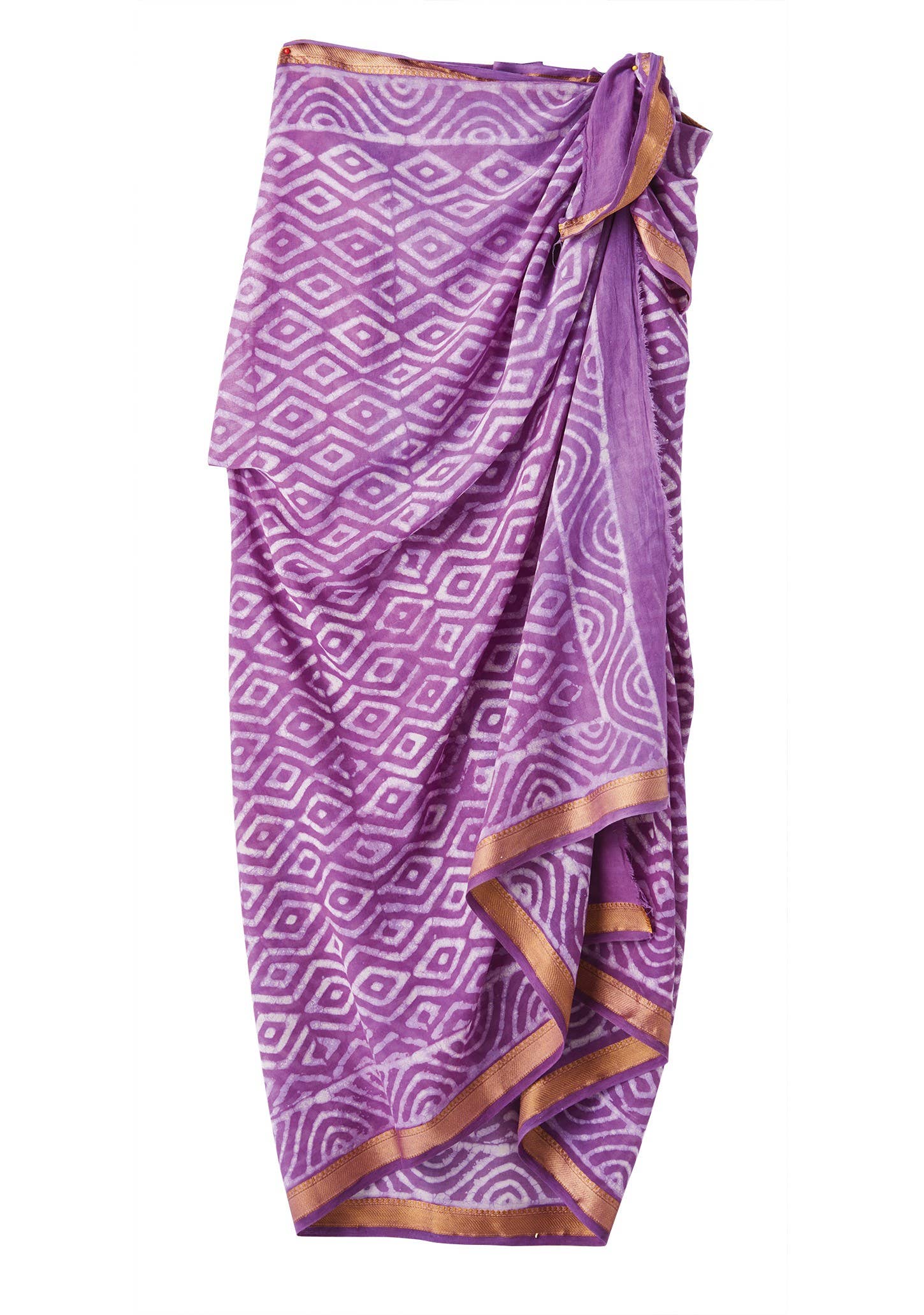 Namaste - Wholesale Wrap - Women's - Dabu Block Printed Cotton Sarong With Brocade0