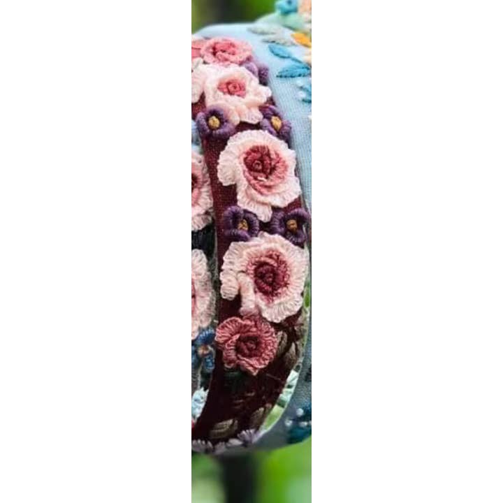 Quince Fables - Venta al por mayor Cinta para el pelo - Mujer - Diadema Bordada con Flores 3D, Colección Claire ✅3