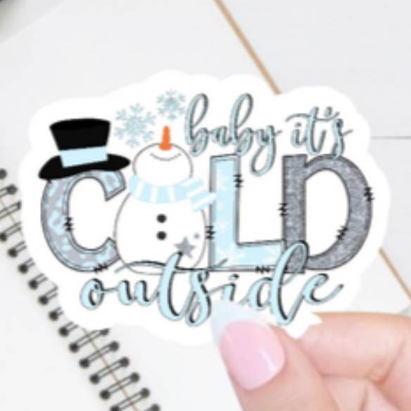 Baby it's Cold Outside, Winter Stickers, Snowman Sticker for wholesale by Blu Butterfly Stickers