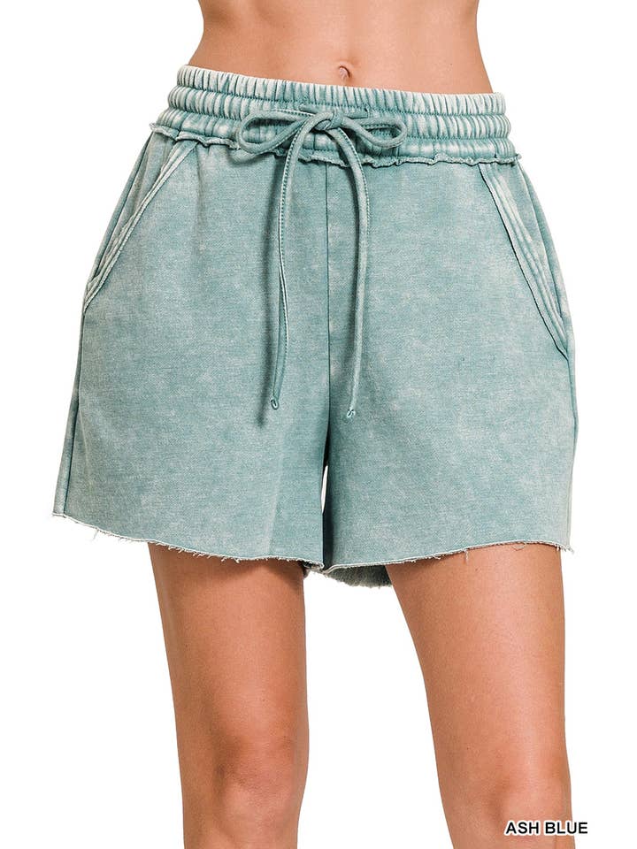 42POPS - Wholesale Shorts - Women's - ",,,....Snow Wash Fleece Drawstring Shorts