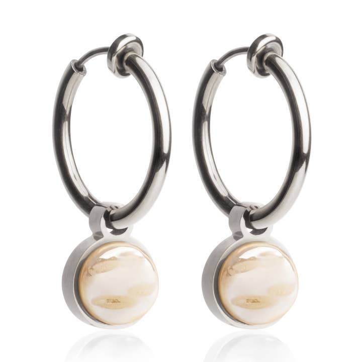 Mix & Match øreklips med vedhæng • sølv/sandbrun • 18 mm for engroshandel hos ALEXASCHA