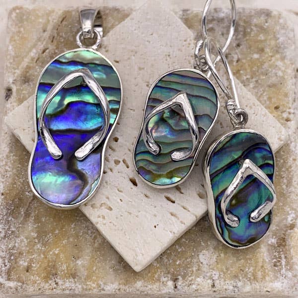 Goddess Design Studio - Wholesale Dangle Earrings - Sterling Silver & Shell Flip Flop Earrings