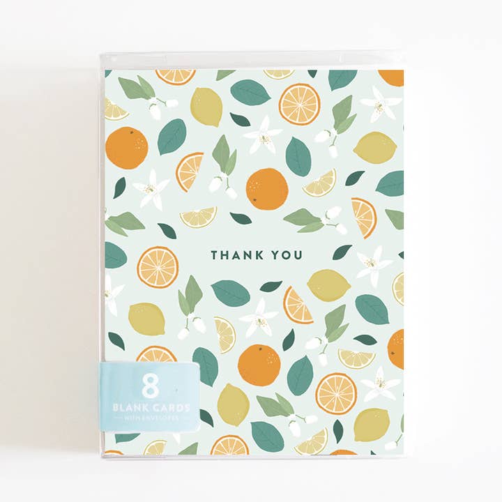 Citrus & Botanical Thank You - Boxed Set of 8 Cards for wholesale by Joy Paper Co.