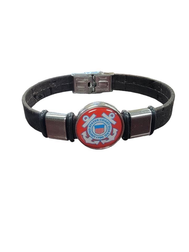Bracelet en liège personnalisé unisexe avec logo/photo en liège brun pour la vente par Ciao Bella Jewelry Inc